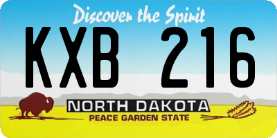 ND license plate KXB216