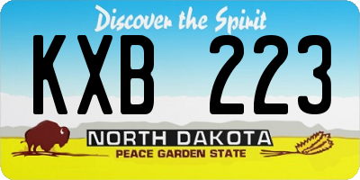 ND license plate KXB223