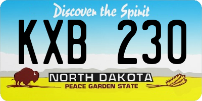 ND license plate KXB230