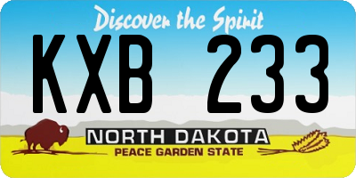 ND license plate KXB233
