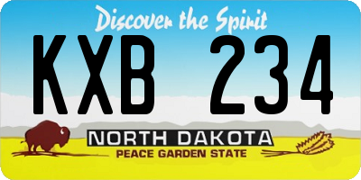 ND license plate KXB234