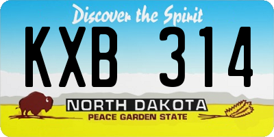ND license plate KXB314