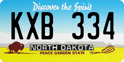 ND license plate KXB334