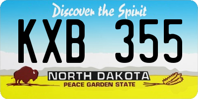 ND license plate KXB355