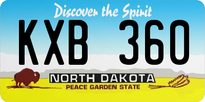 ND license plate KXB360