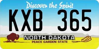 ND license plate KXB365