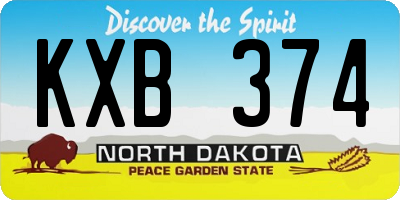 ND license plate KXB374