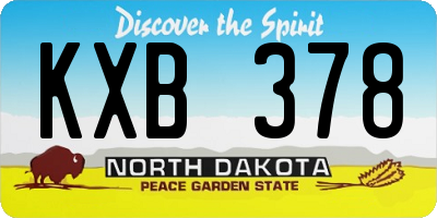 ND license plate KXB378