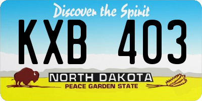 ND license plate KXB403