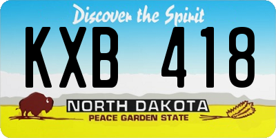 ND license plate KXB418