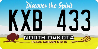 ND license plate KXB433