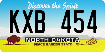 ND license plate KXB454