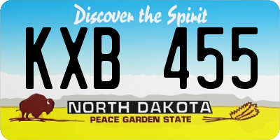 ND license plate KXB455