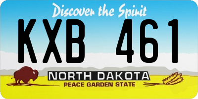 ND license plate KXB461