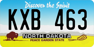 ND license plate KXB463