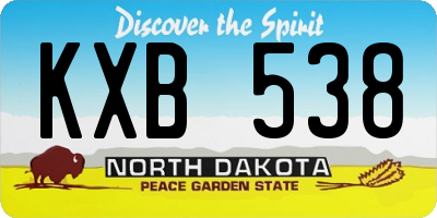 ND license plate KXB538