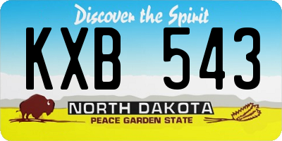 ND license plate KXB543