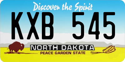 ND license plate KXB545