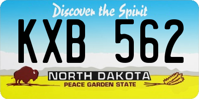 ND license plate KXB562