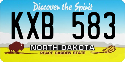 ND license plate KXB583