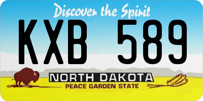 ND license plate KXB589