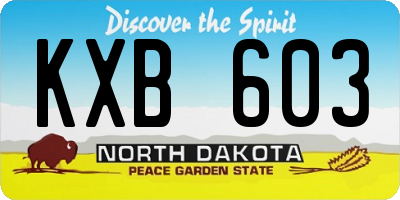 ND license plate KXB603