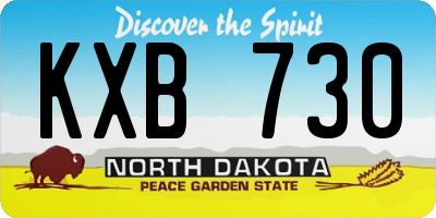 ND license plate KXB730