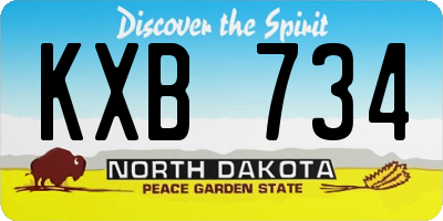 ND license plate KXB734