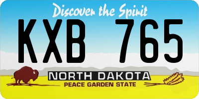 ND license plate KXB765