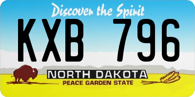ND license plate KXB796