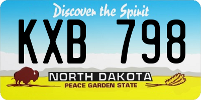 ND license plate KXB798