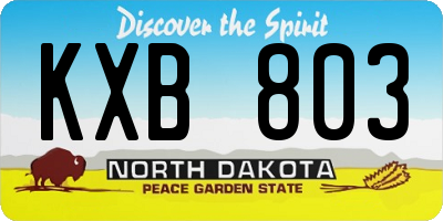 ND license plate KXB803
