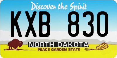 ND license plate KXB830