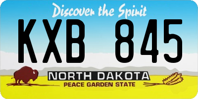 ND license plate KXB845