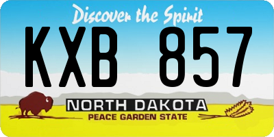 ND license plate KXB857