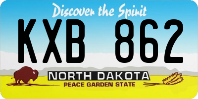 ND license plate KXB862
