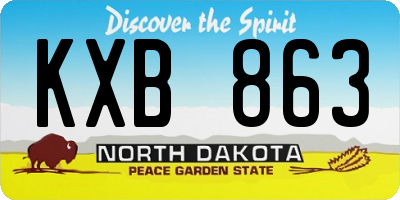 ND license plate KXB863