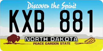 ND license plate KXB881