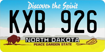 ND license plate KXB926