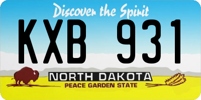 ND license plate KXB931