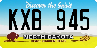 ND license plate KXB945