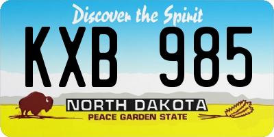 ND license plate KXB985