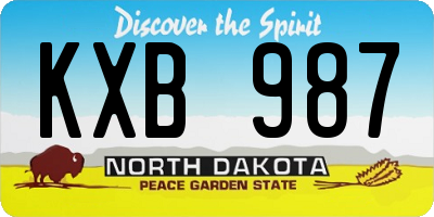 ND license plate KXB987