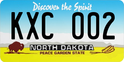 ND license plate KXC002
