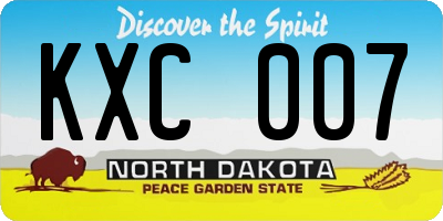 ND license plate KXC007