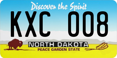 ND license plate KXC008