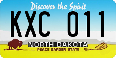 ND license plate KXC011