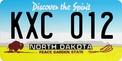 ND license plate KXC012