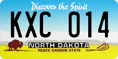 ND license plate KXC014