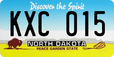 ND license plate KXC015